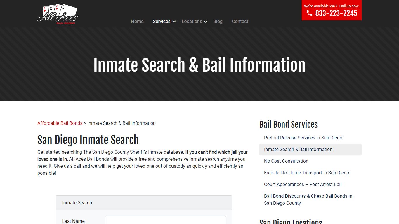 San Diego County Jail Inmate Search Service | All Aces ...
